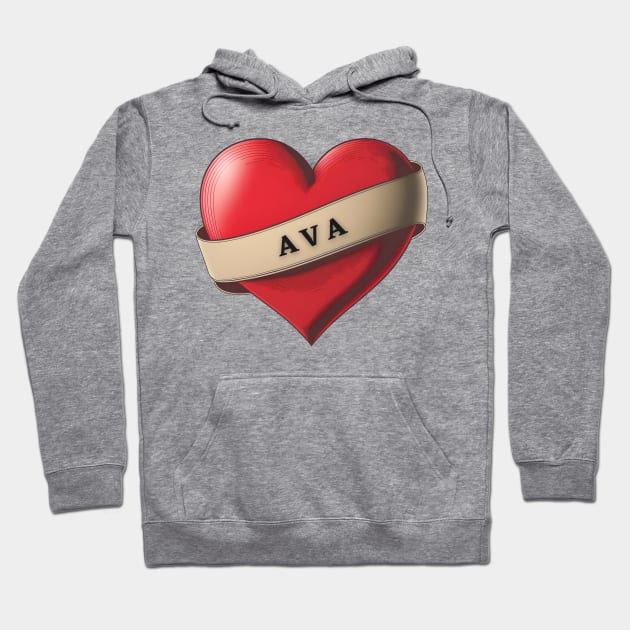 Ava - Lovely Red Heart With a Ribbon Hoodie by Allifreyr@gmail.com